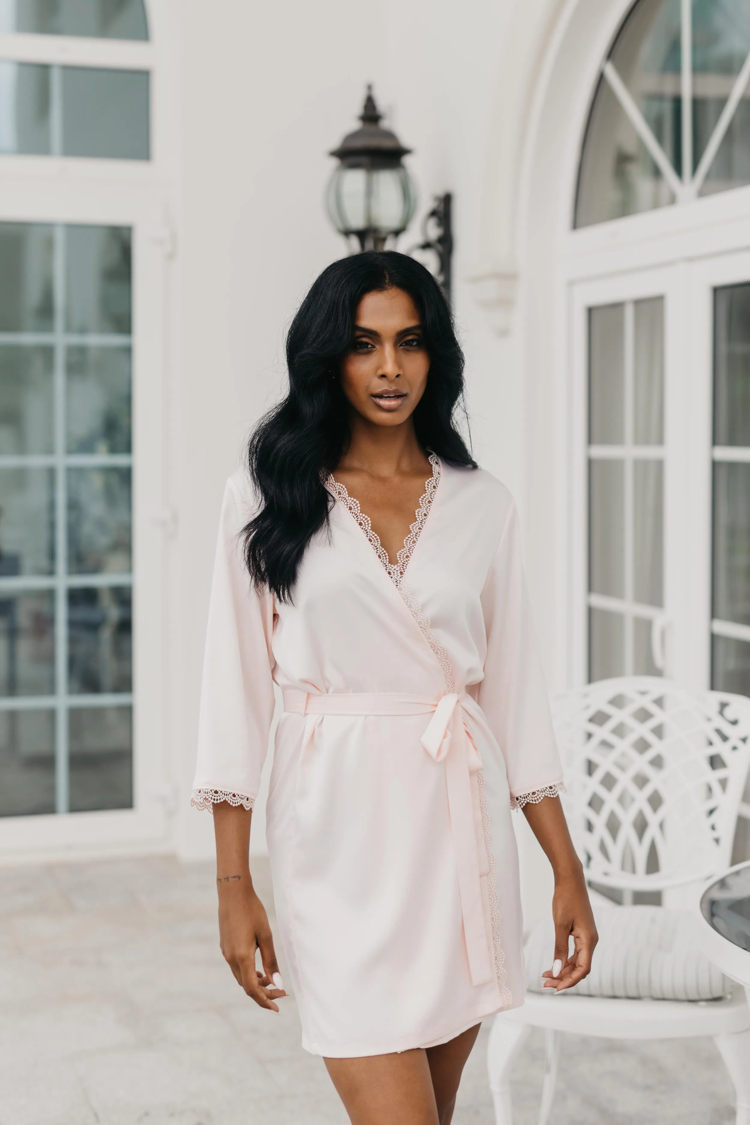 Ellie Lace Trim Robe