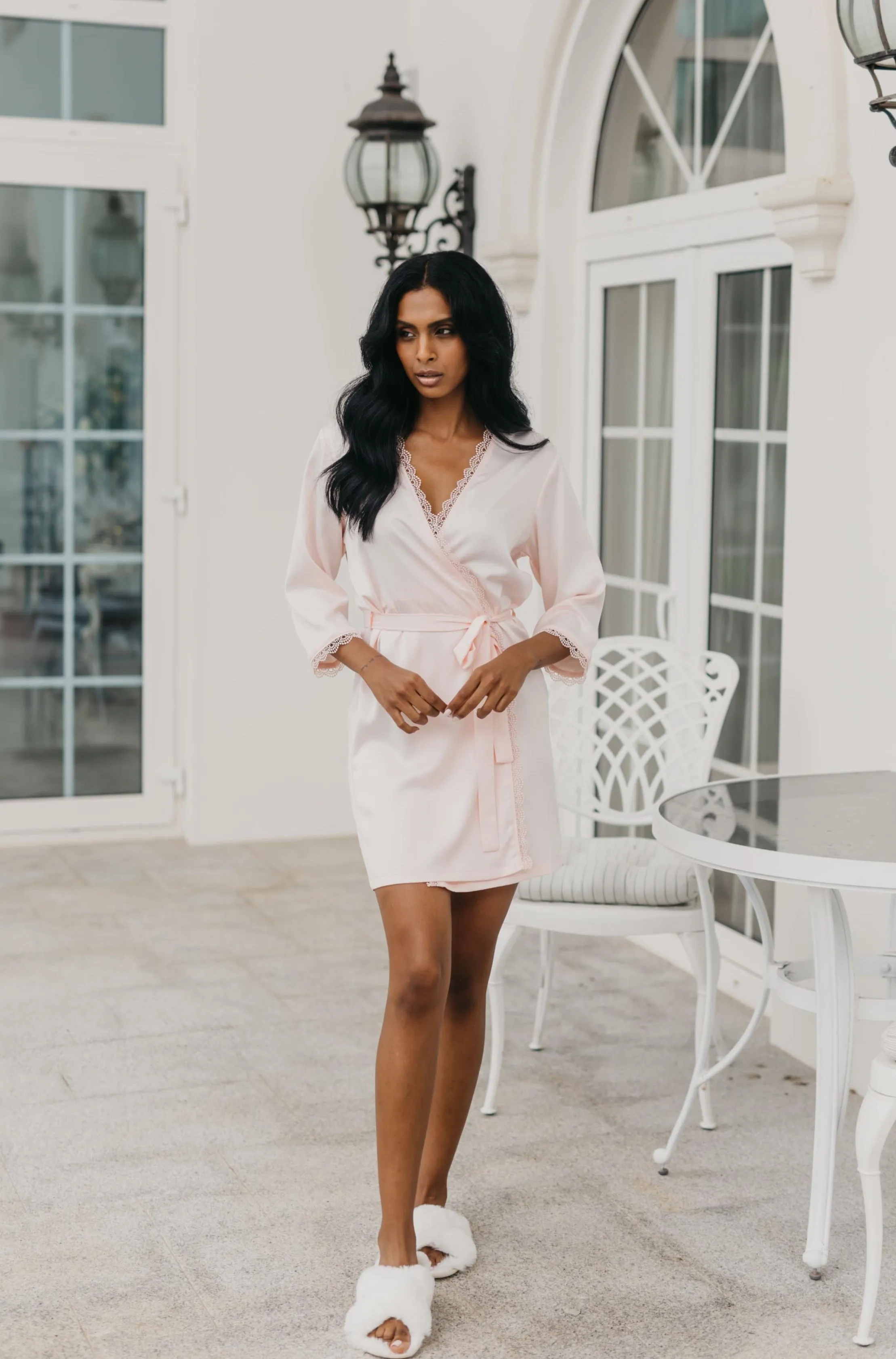 Ellie Lace Trim Robe