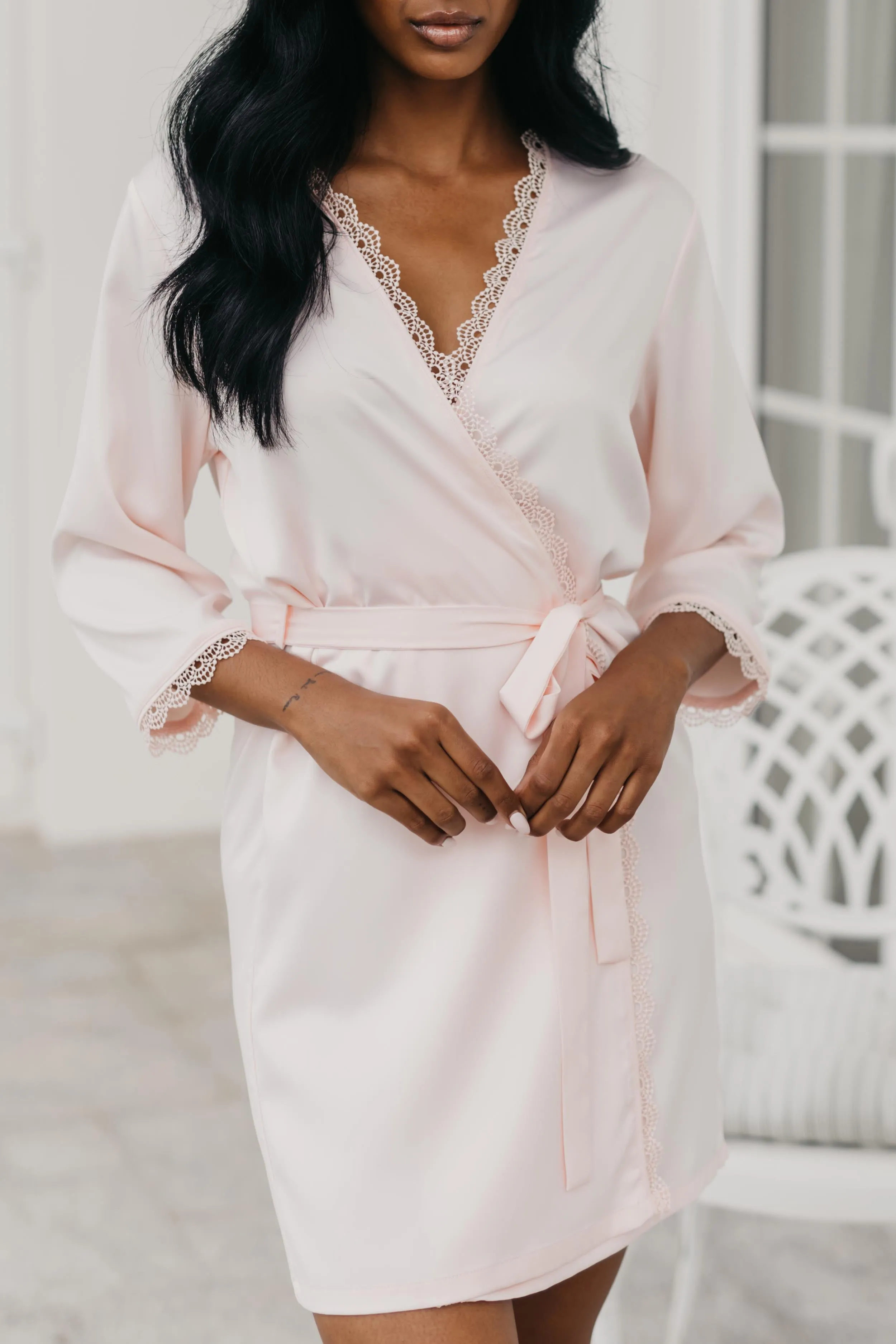 Ellie Lace Trim Robe