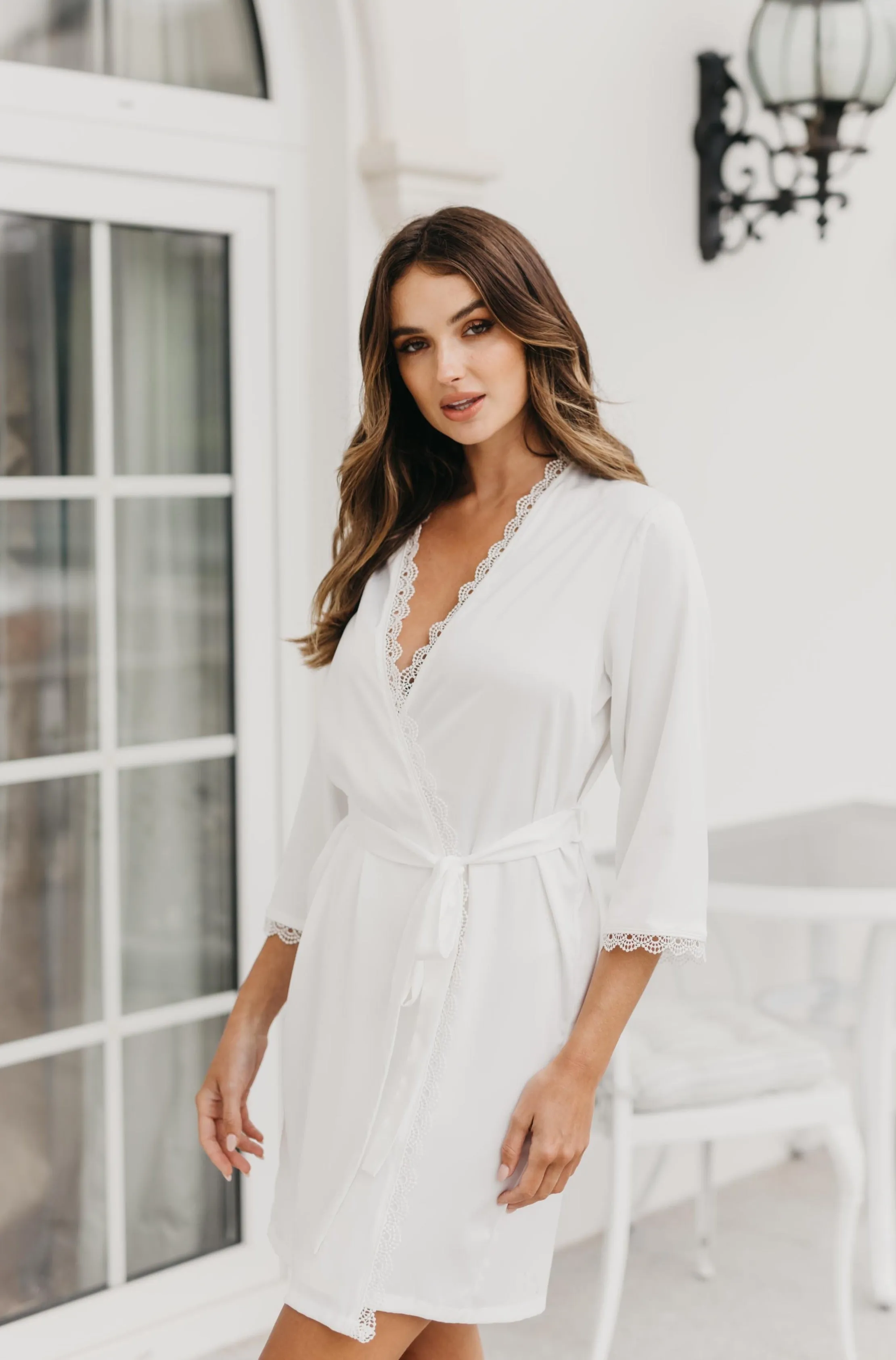 Ellie Lace Trim Robe