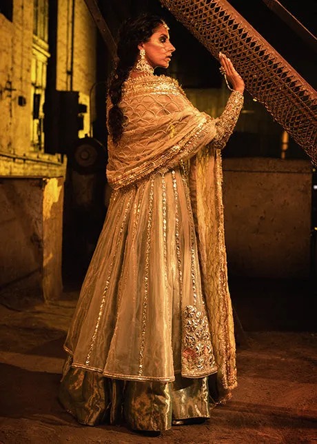 Embroidered White Maxi Bridal Dress for Walima #BN1238