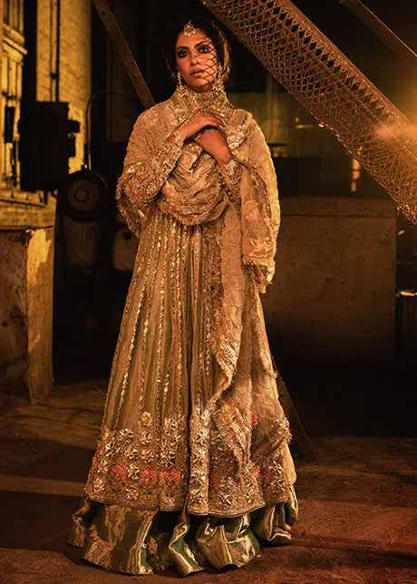 Embroidered White Maxi Bridal Dress for Walima #BN1238