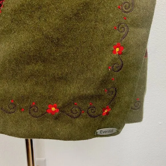 Everest Wool Felt Womans Wrap Skirt One Size Embroidered Nepal Mini Festival