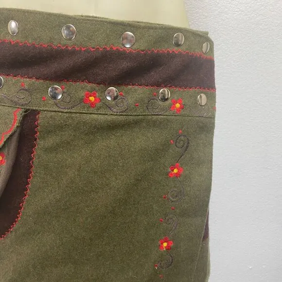 Everest Wool Felt Womans Wrap Skirt One Size Embroidered Nepal Mini Festival