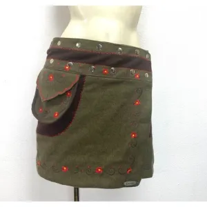 Everest Wool Felt Womans Wrap Skirt One Size Embroidered Nepal Mini Festival