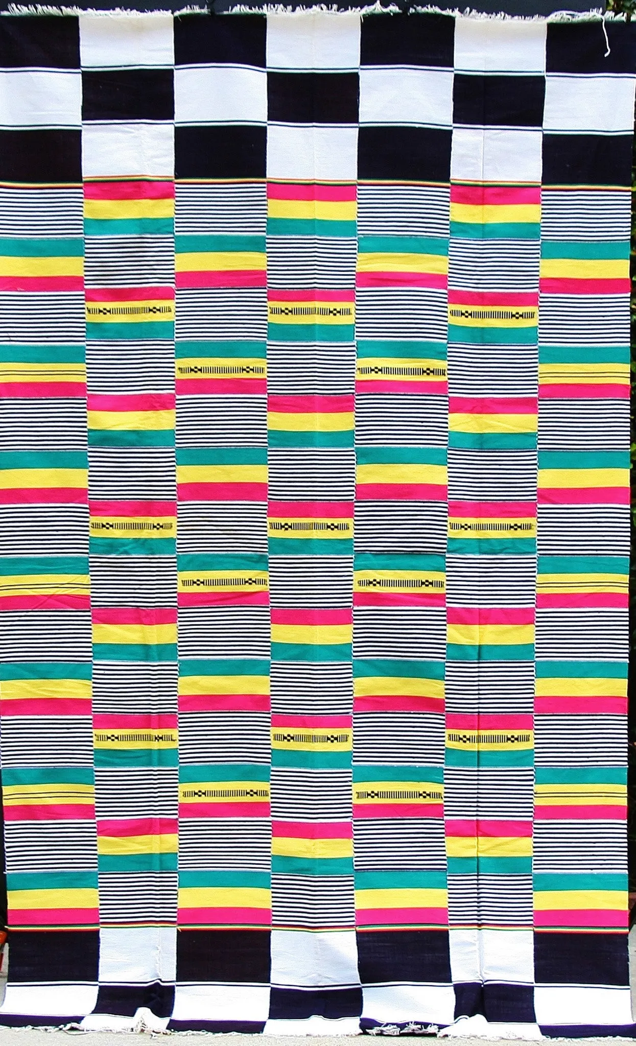 Ewe Kente Textile Handmade Vintage Strip Weave Old Geometric Pattern Ghana