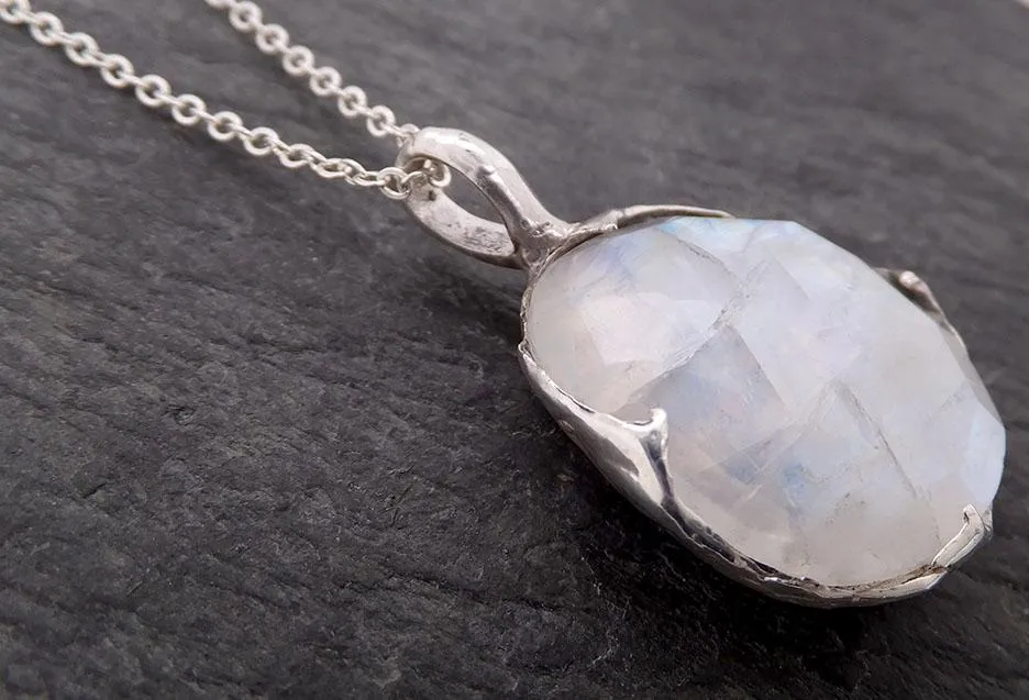 fancy cut rainbow moonstone sterling silver pendant gemstone necklace gemstone jewelry byangeline ss00018 Alternative Engagement