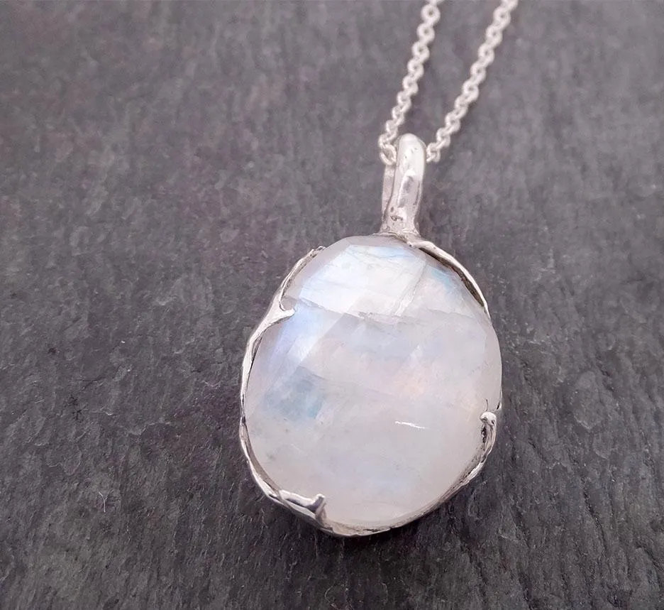 fancy cut rainbow moonstone sterling silver pendant gemstone necklace gemstone jewelry byangeline ss00018 Alternative Engagement