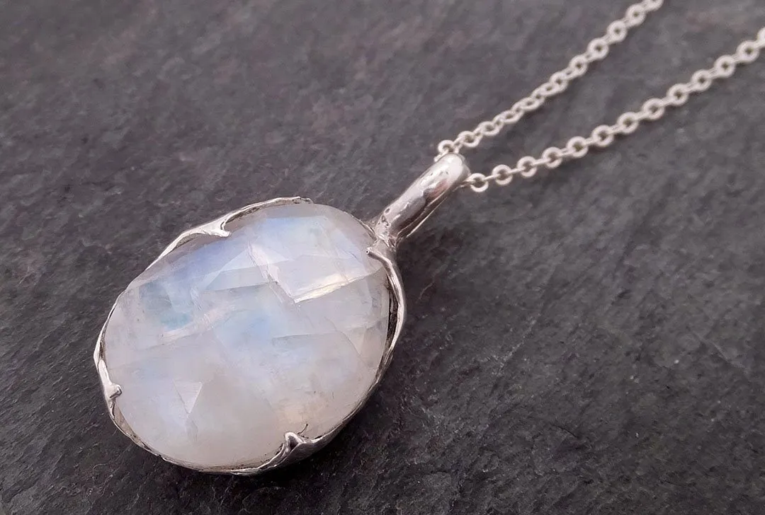 fancy cut rainbow moonstone sterling silver pendant gemstone necklace gemstone jewelry byangeline ss00018 Alternative Engagement