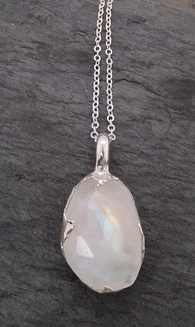 fancy cut rainbow moonstone sterling silver pendant gemstone necklace gemstone jewelry byangeline ss00019 Alternative Engagement