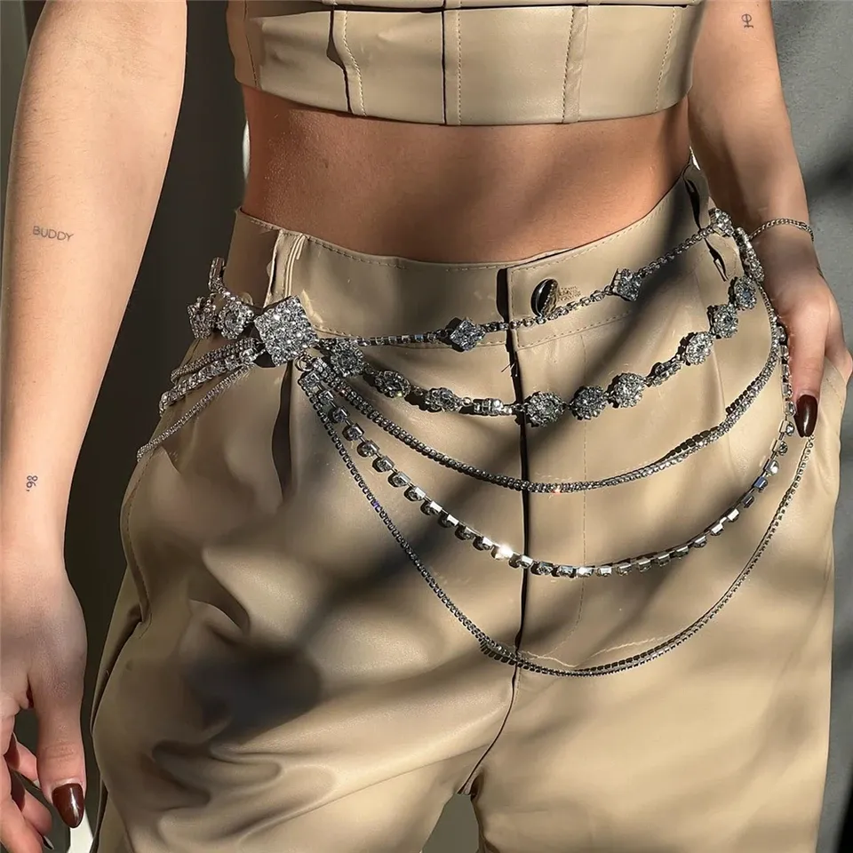 Festival Ready Summer Beach Sexy Multilayer Crystal Thigh Body Chain
