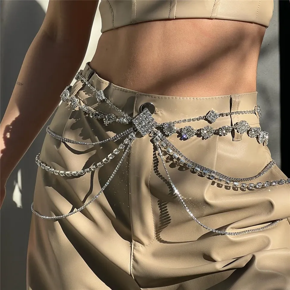 Festival Ready Summer Beach Sexy Multilayer Crystal Thigh Body Chain