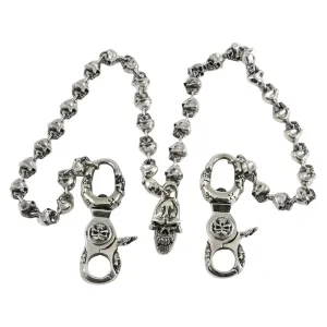 Flame Skull Sterling Silver Biker Wallet Chain
