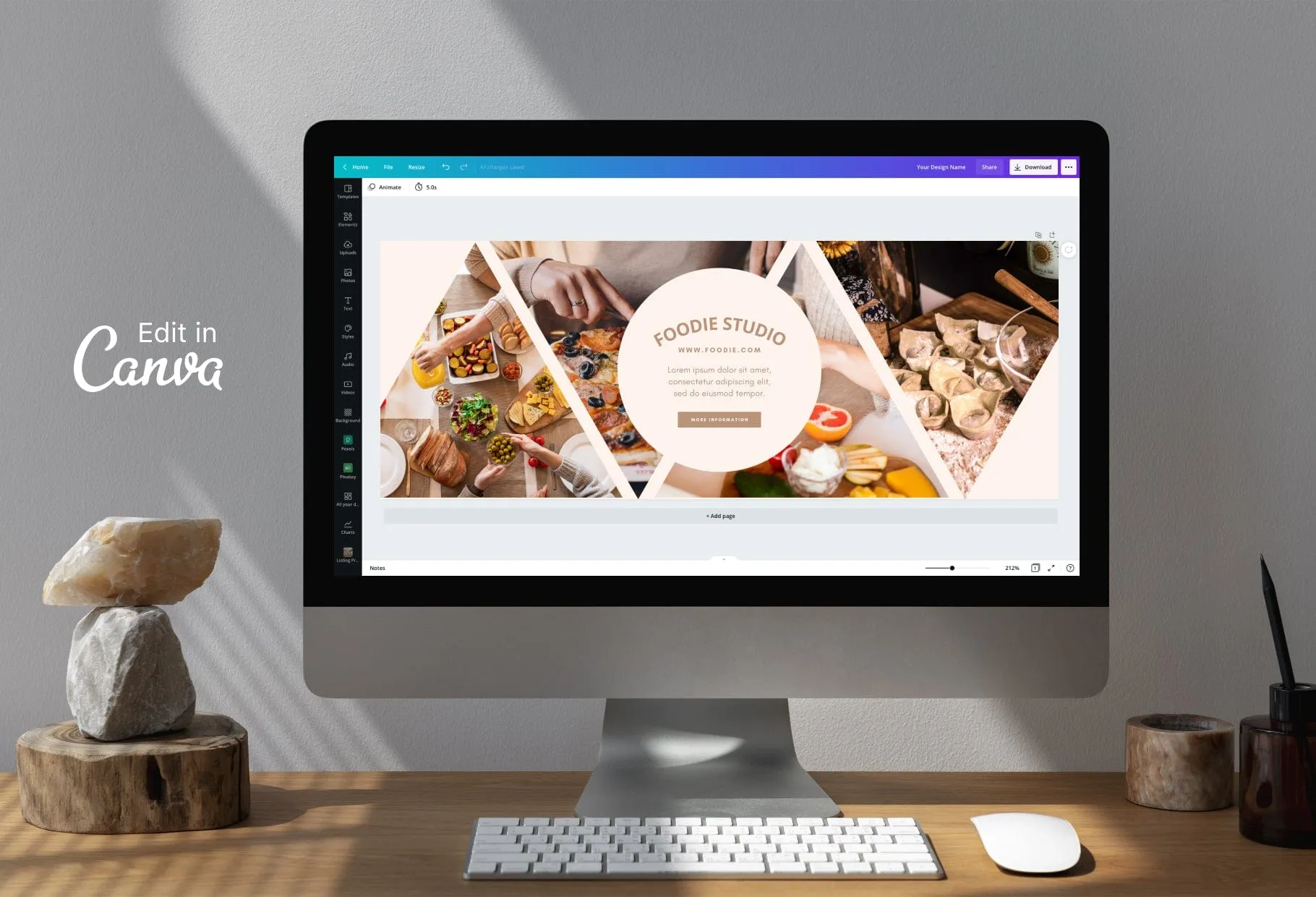 Foodie Studio Facebook Cover for Photographers Editable Canva Template