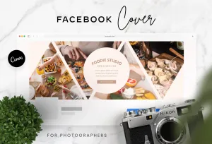 Foodie Studio Facebook Cover for Photographers Editable Canva Template