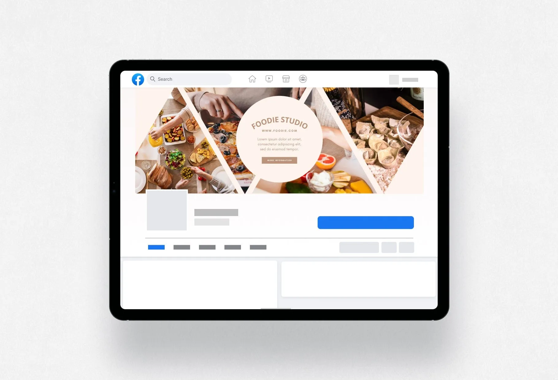 Foodie Studio Facebook Cover for Photographers Editable Canva Template