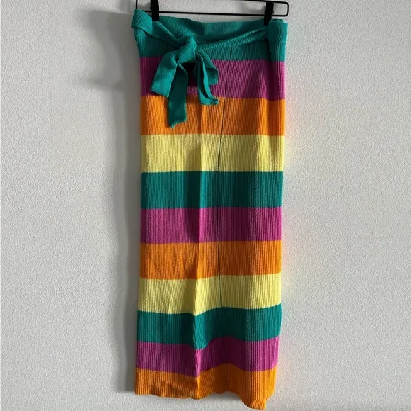 FP Beach Striped Wrap Skirt M