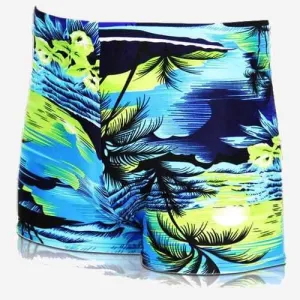 Free Size Beach Summer Swimming Coconut Tree Printing Trunks Boxers for Men
