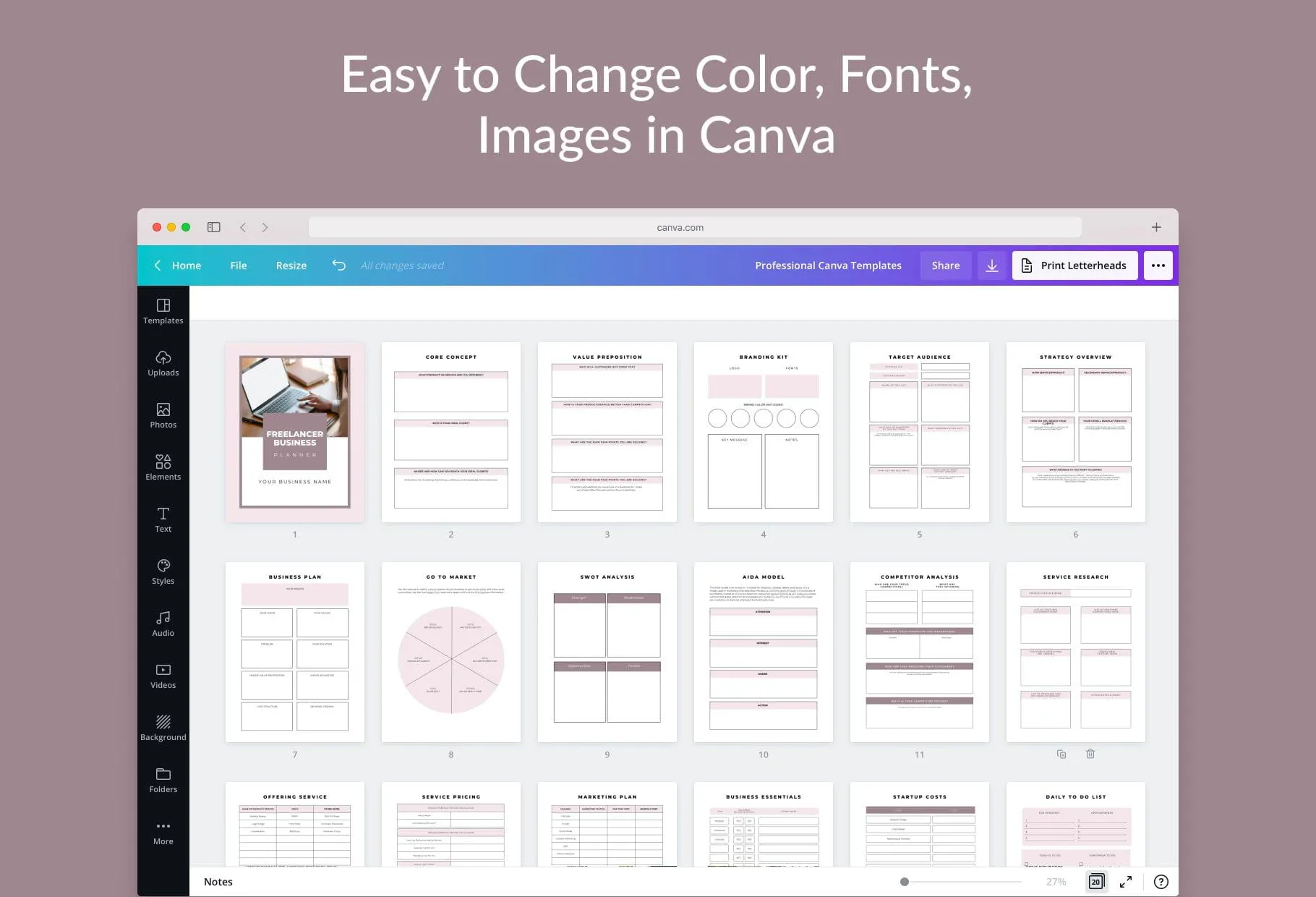 Freelancer Business Planner Canva Template