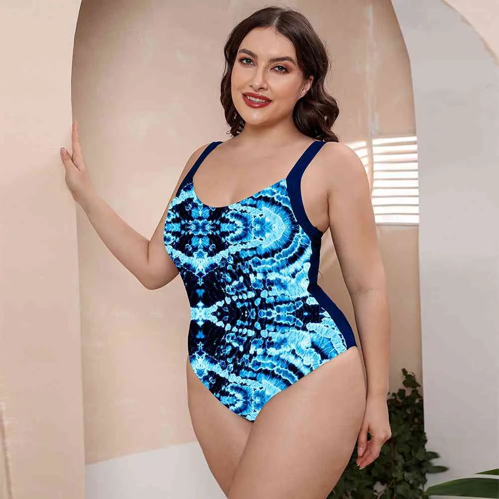 Full Size Printed Scoop Neck Sleeveless One-Piece Swimsuit