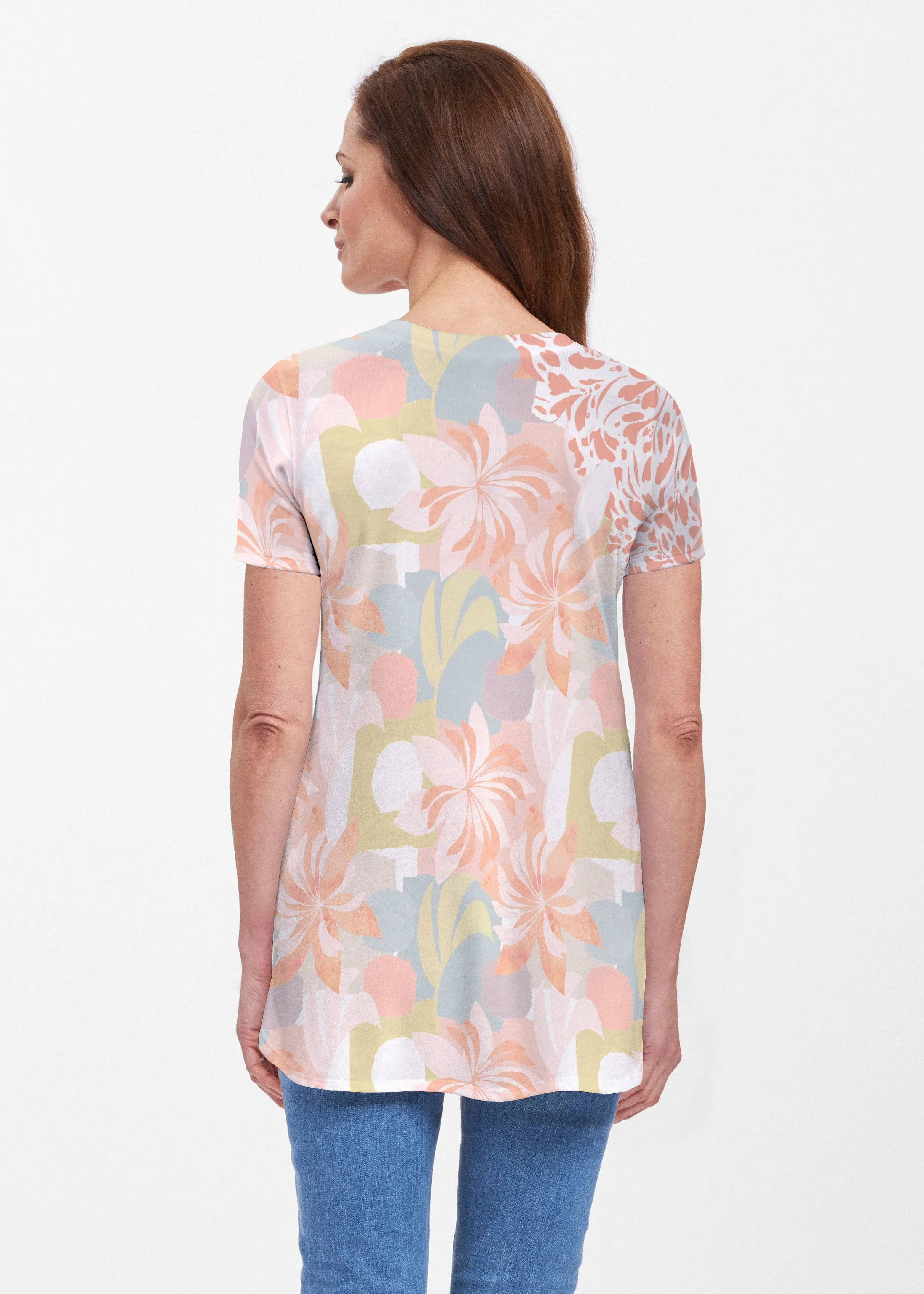 Garden Collage (8049) ~ Short Sleeve Butterknit tunic
