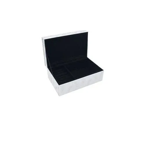 Glitter Feather Jewellery Box White and Silver