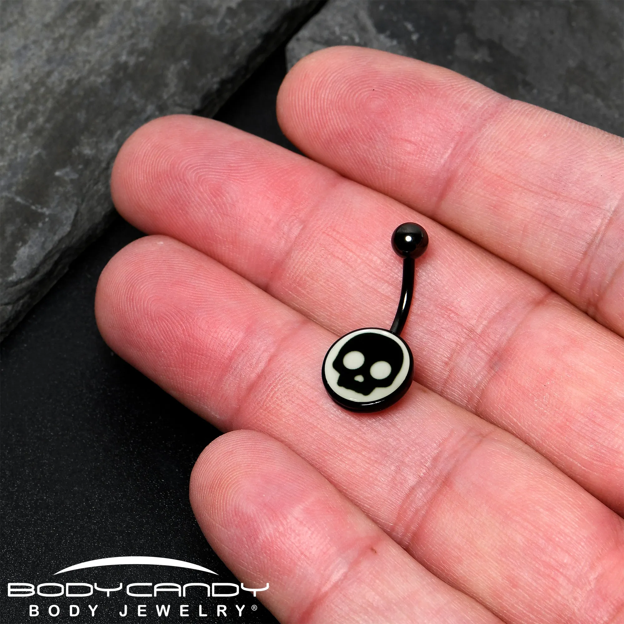 Glow in the Dark Simple Skull Belly Ring