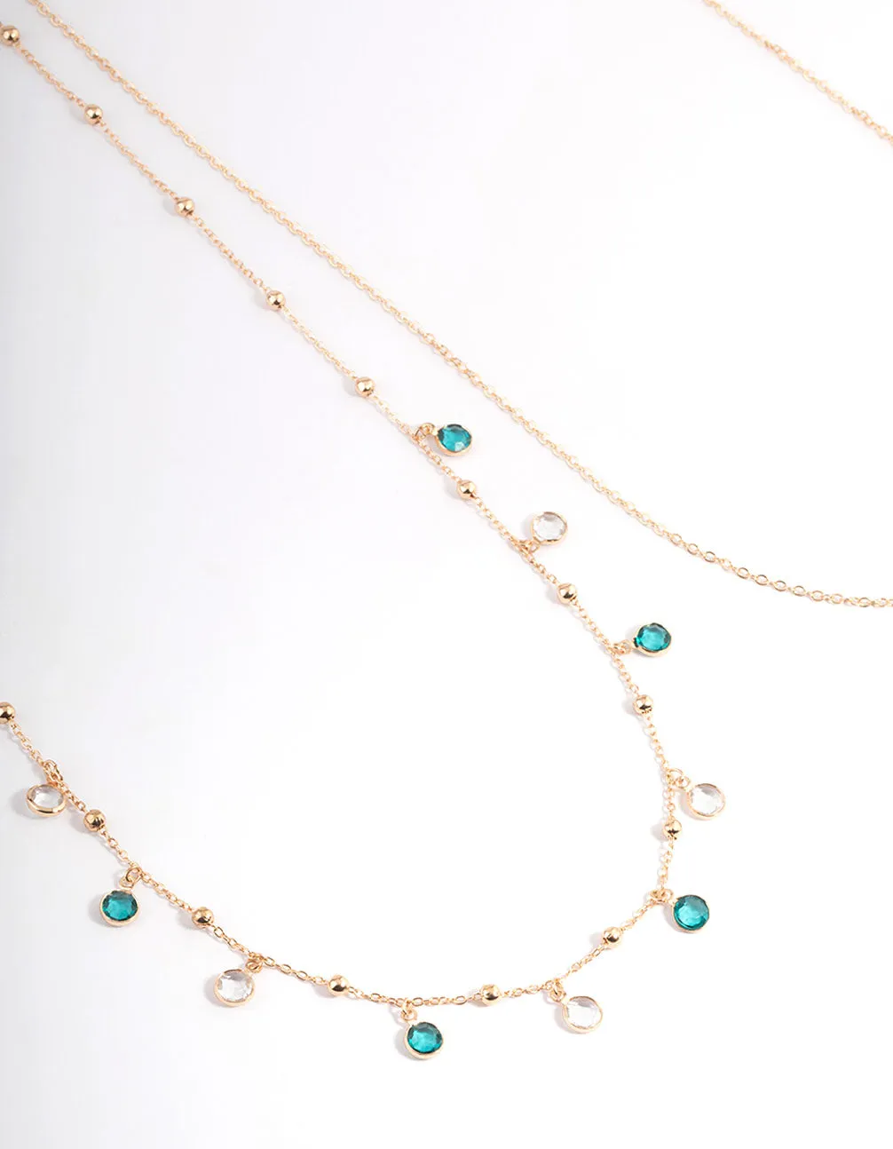 Gold Double Row Mixed Diamante Waistchain