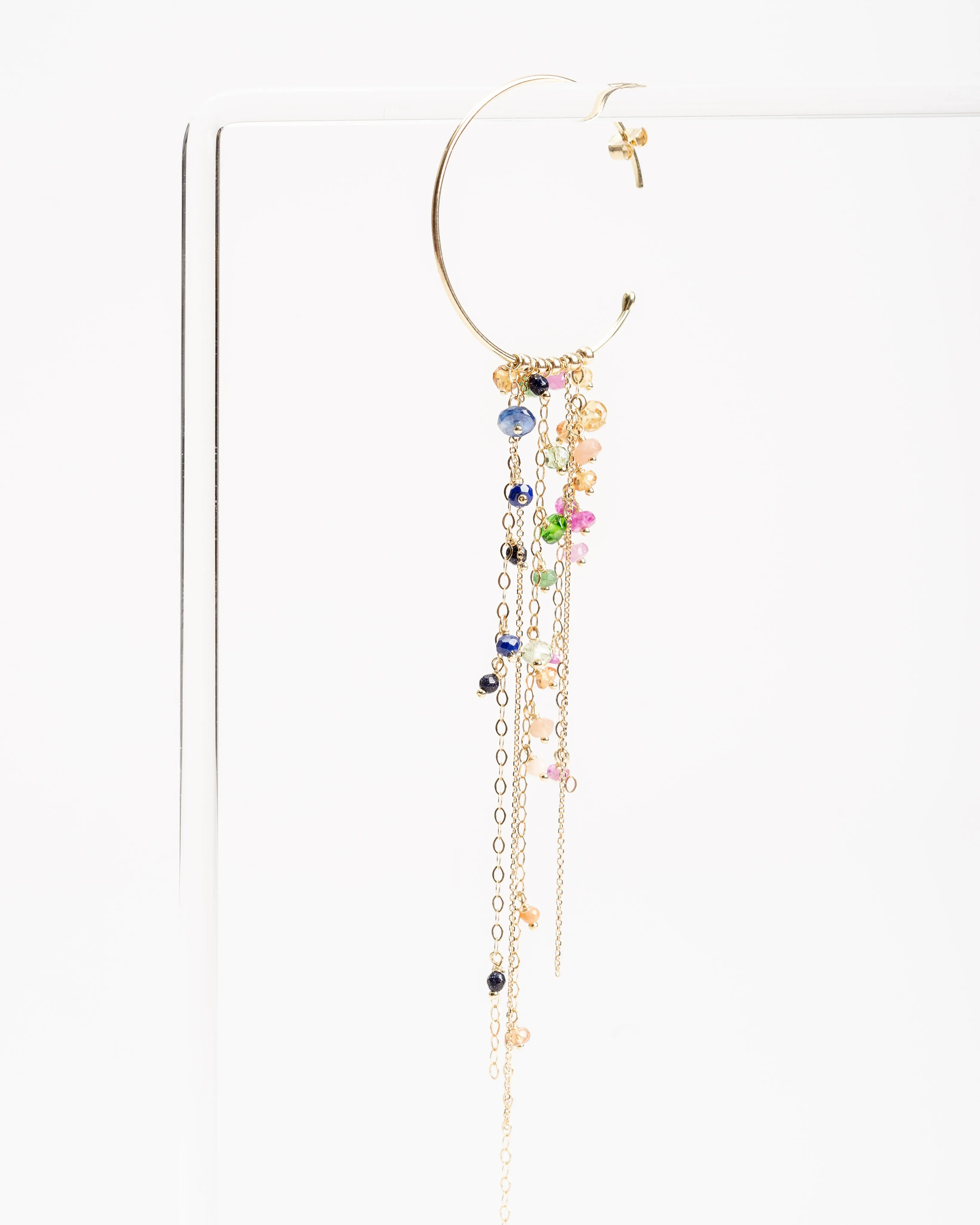 gold hoops w/ rainbow drops
