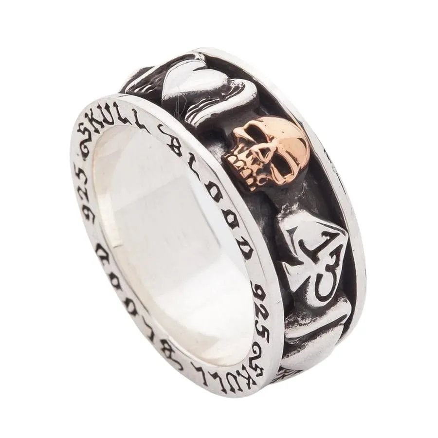 Gold Skull Sterling Silver Gothic Spinning Ring
