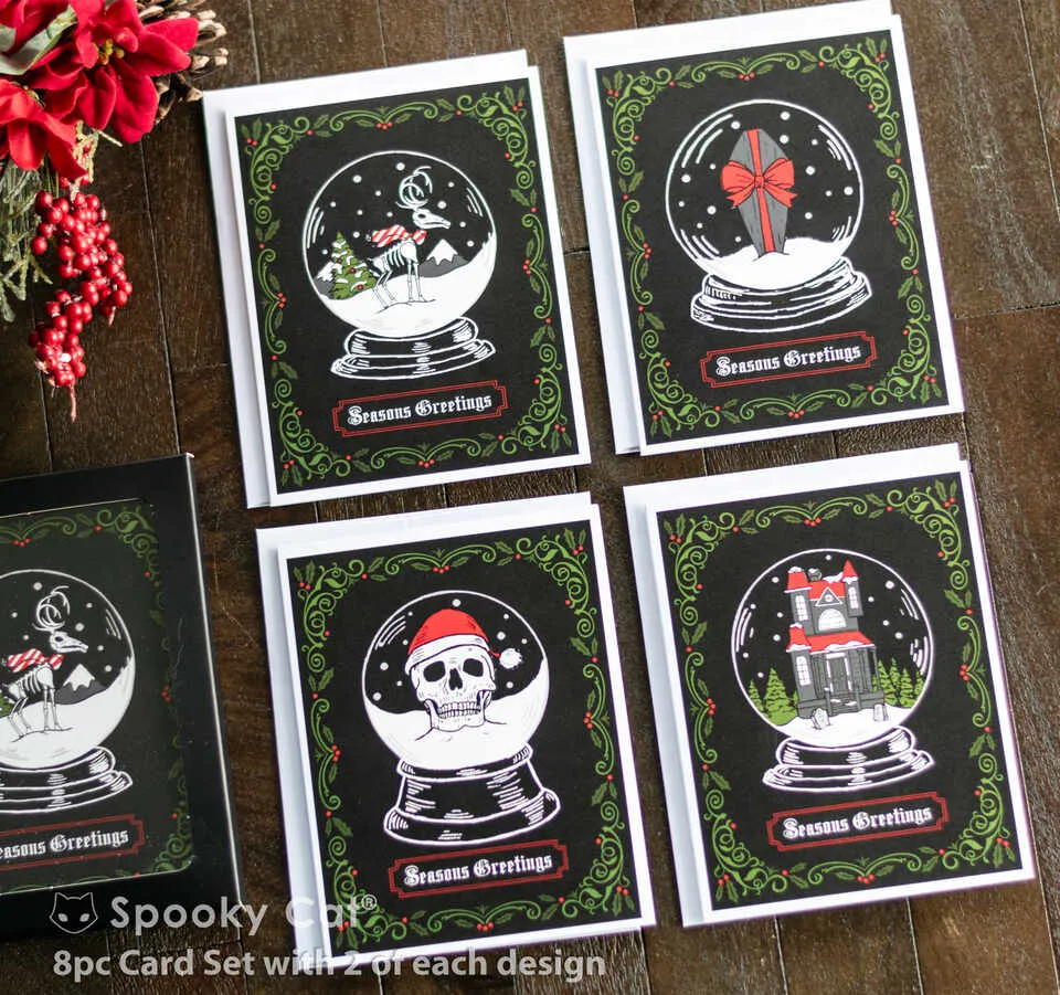 Goth Snow Globe Creepmas Card Set  (8pc)