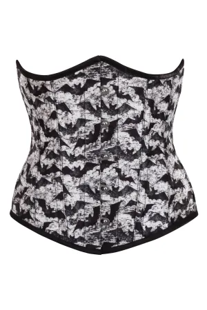 Gothic Bat Print Underbust Corset