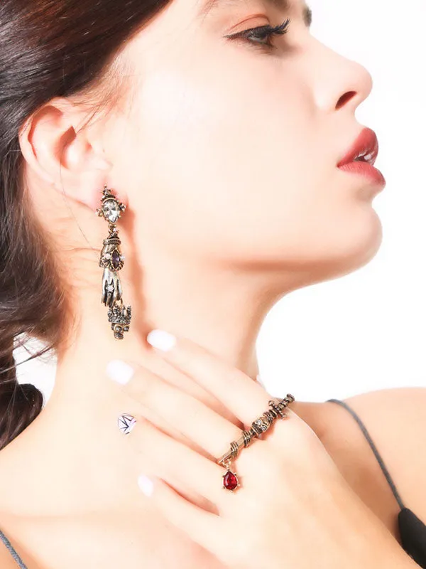 Gothic Hand&Skull Long Earrings