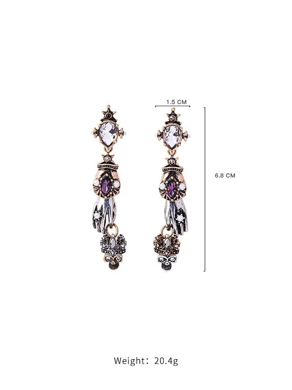 Gothic Hand&Skull Long Earrings