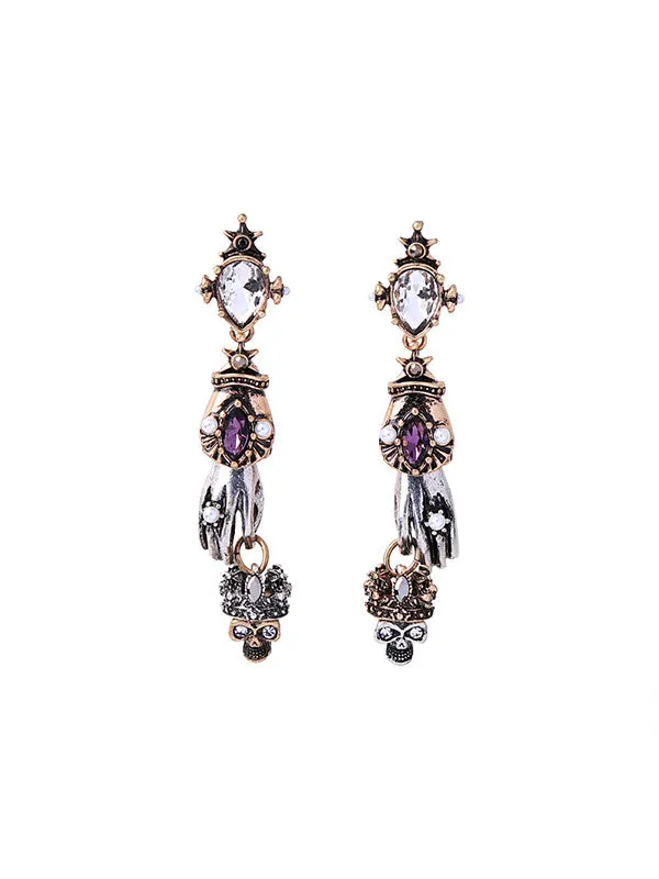 Gothic Hand&Skull Long Earrings