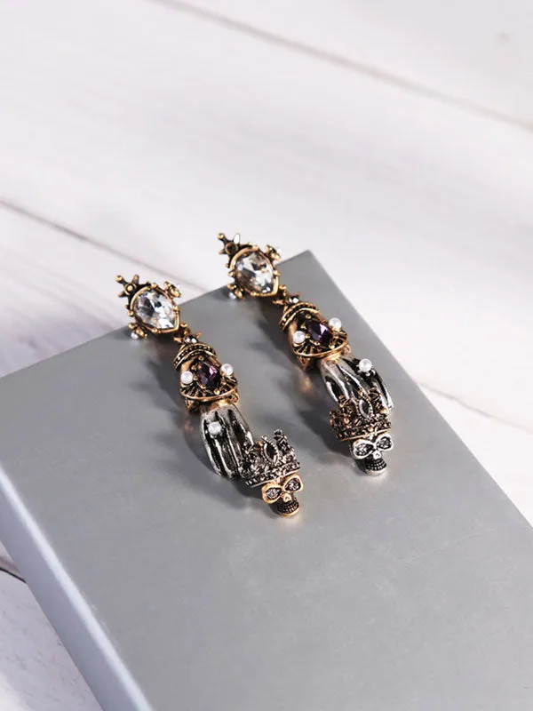 Gothic Hand&Skull Long Earrings