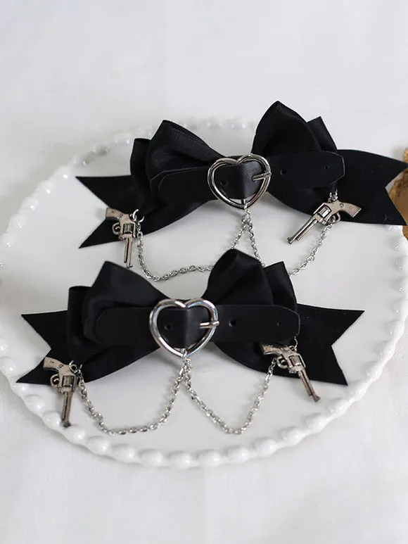 Gothic Lolita Accessories Black Chains Bows Headwear Polyester Miscellaneous