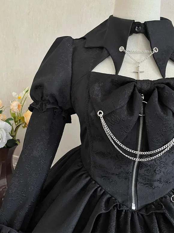 Gothic Lolita Dresses Lace Up Black Black