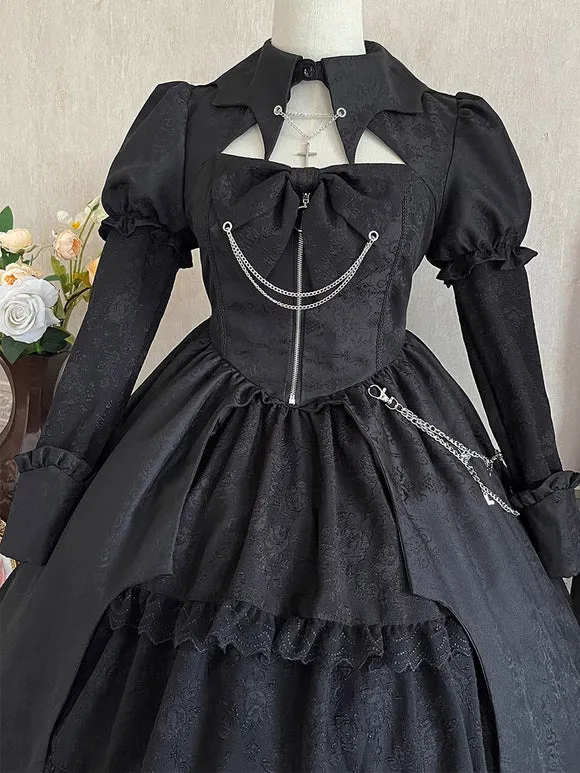 Gothic Lolita Dresses Lace Up Black Black
