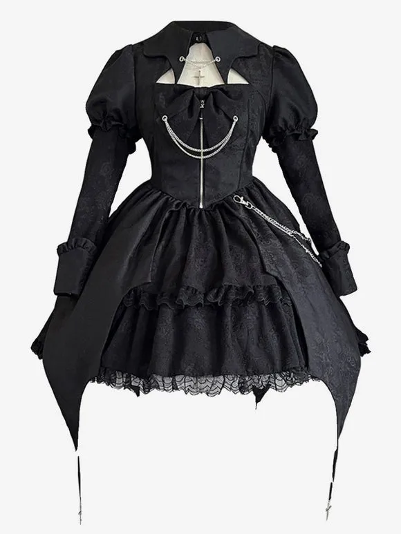 Gothic Lolita Dresses Lace Up Black Black