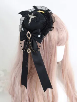 Gothic Lolita Hat Burgundy Ruffles Chains Accessory Lolita Accessories