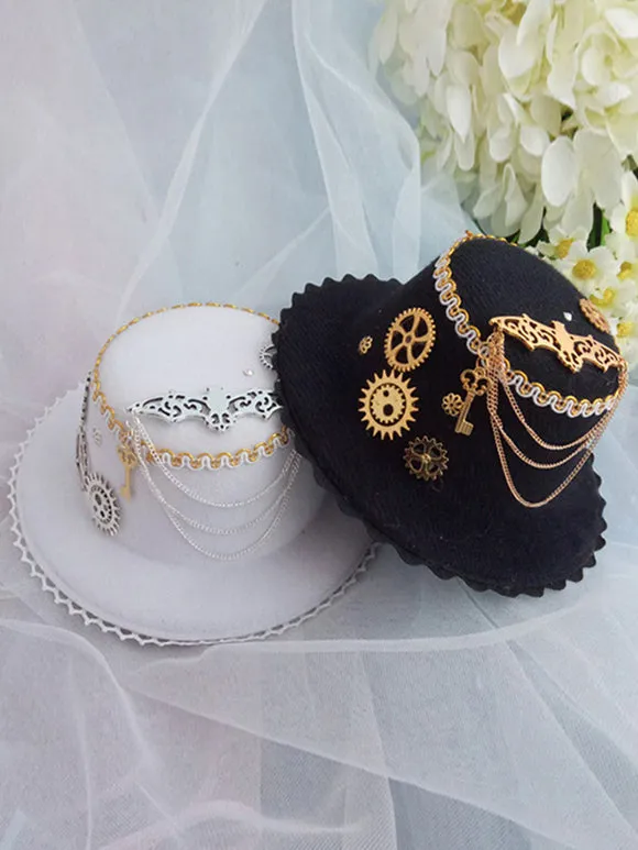Gothic Lolita Hat Chains Ruffles Accessory Polyester White Lolita Accessories