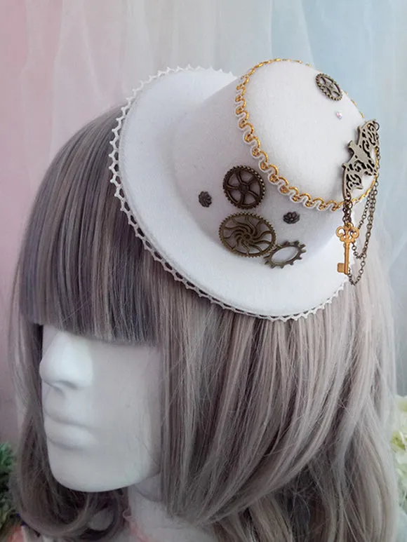 Gothic Lolita Hat Chains Ruffles Accessory Polyester White Lolita Accessories