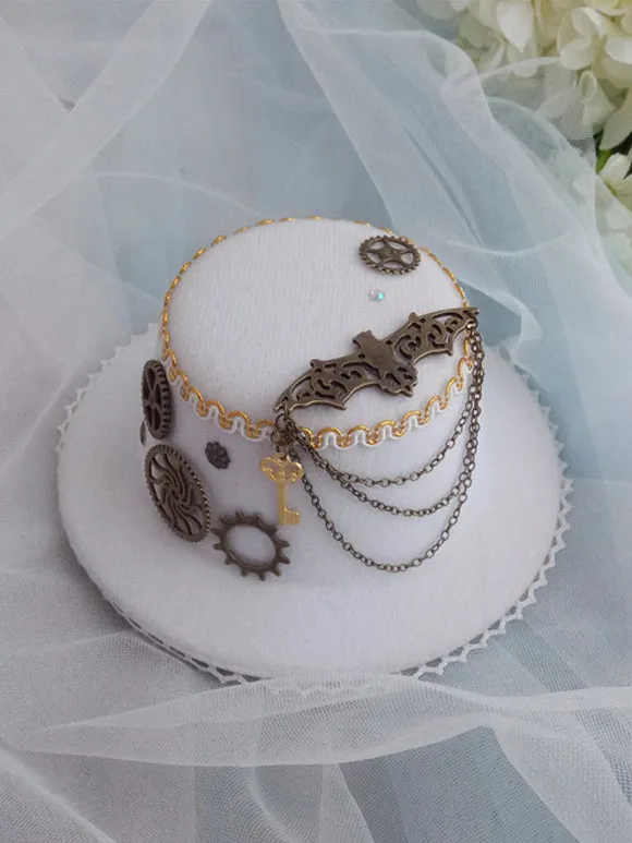 Gothic Lolita Hat Chains Ruffles Accessory Polyester White Lolita Accessories