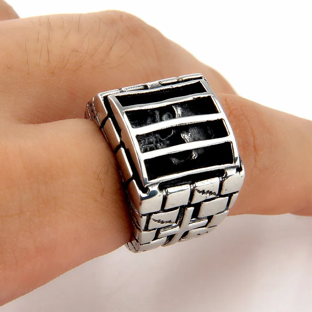 Gothic Men Prison Skull Ring