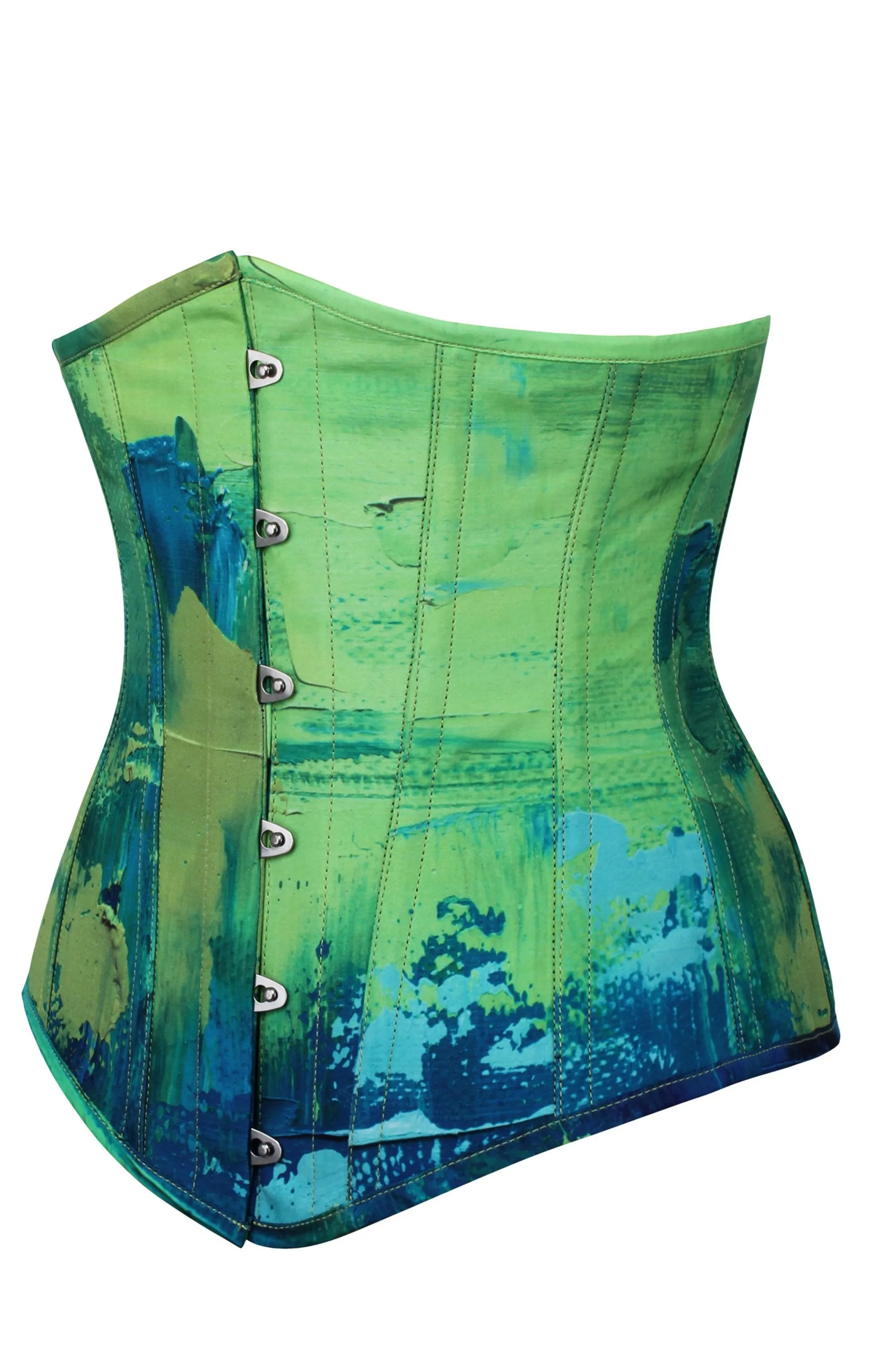 Green and Blue Colour Blot Longline Underbust Corset