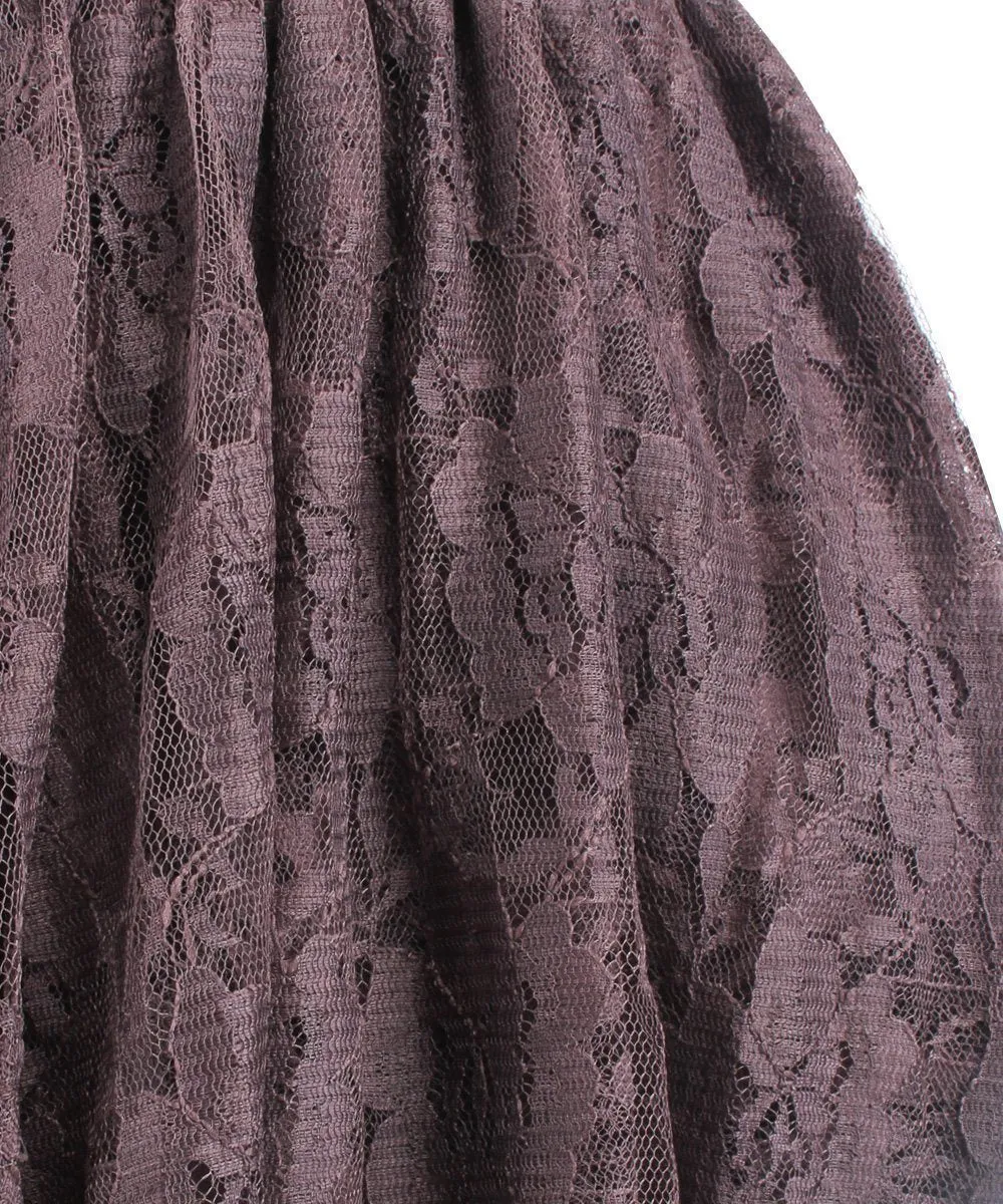GX-338 - Custom Made Brown Lace Gothic Skirt