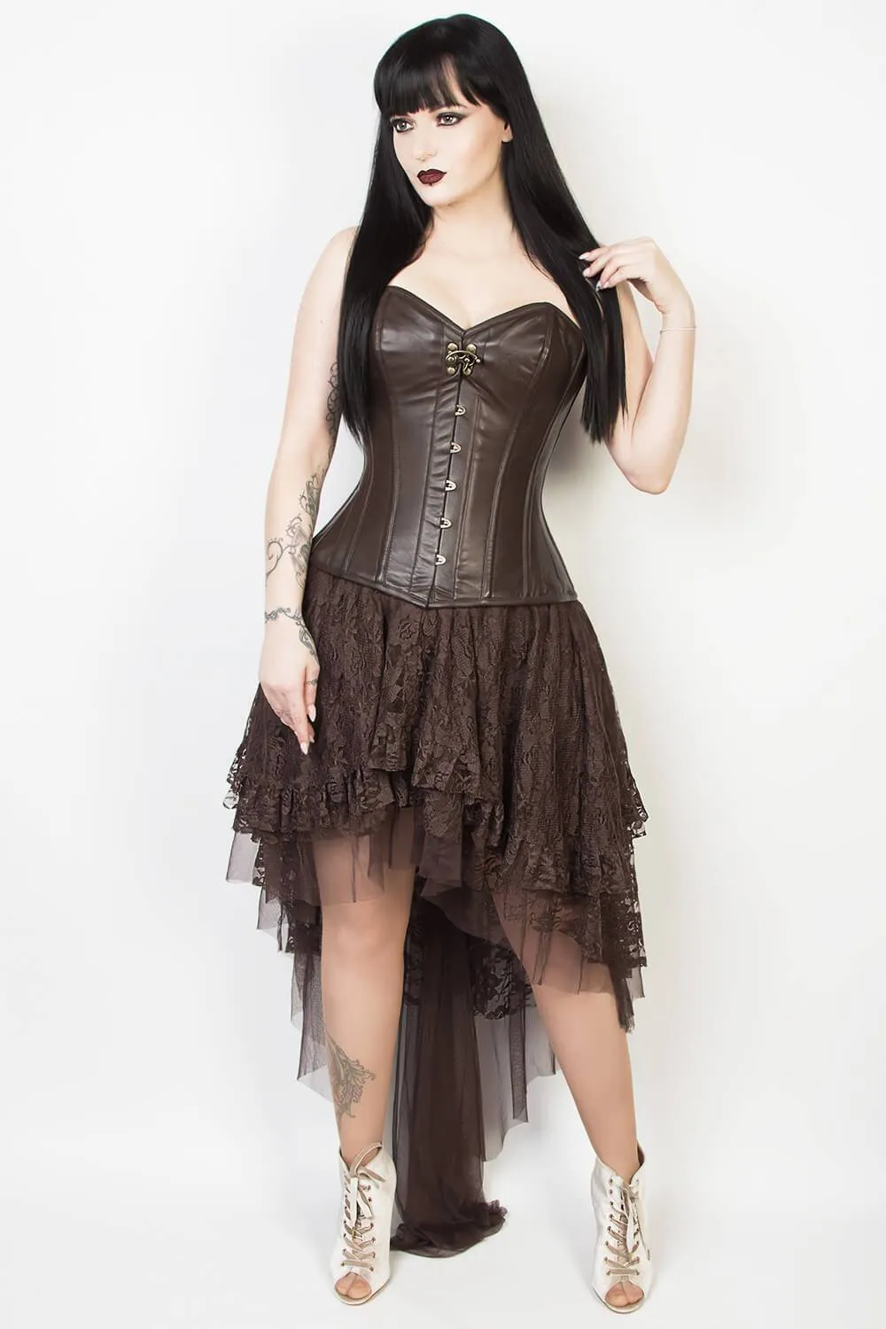 GX-338 - Custom Made Brown Lace Gothic Skirt