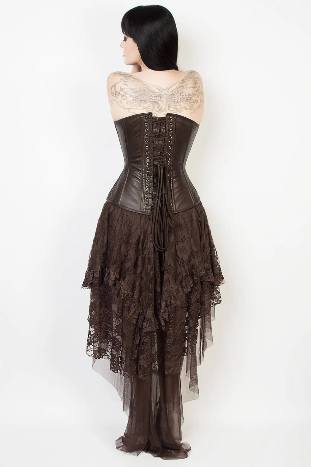 GX-338 - Custom Made Brown Lace Gothic Skirt