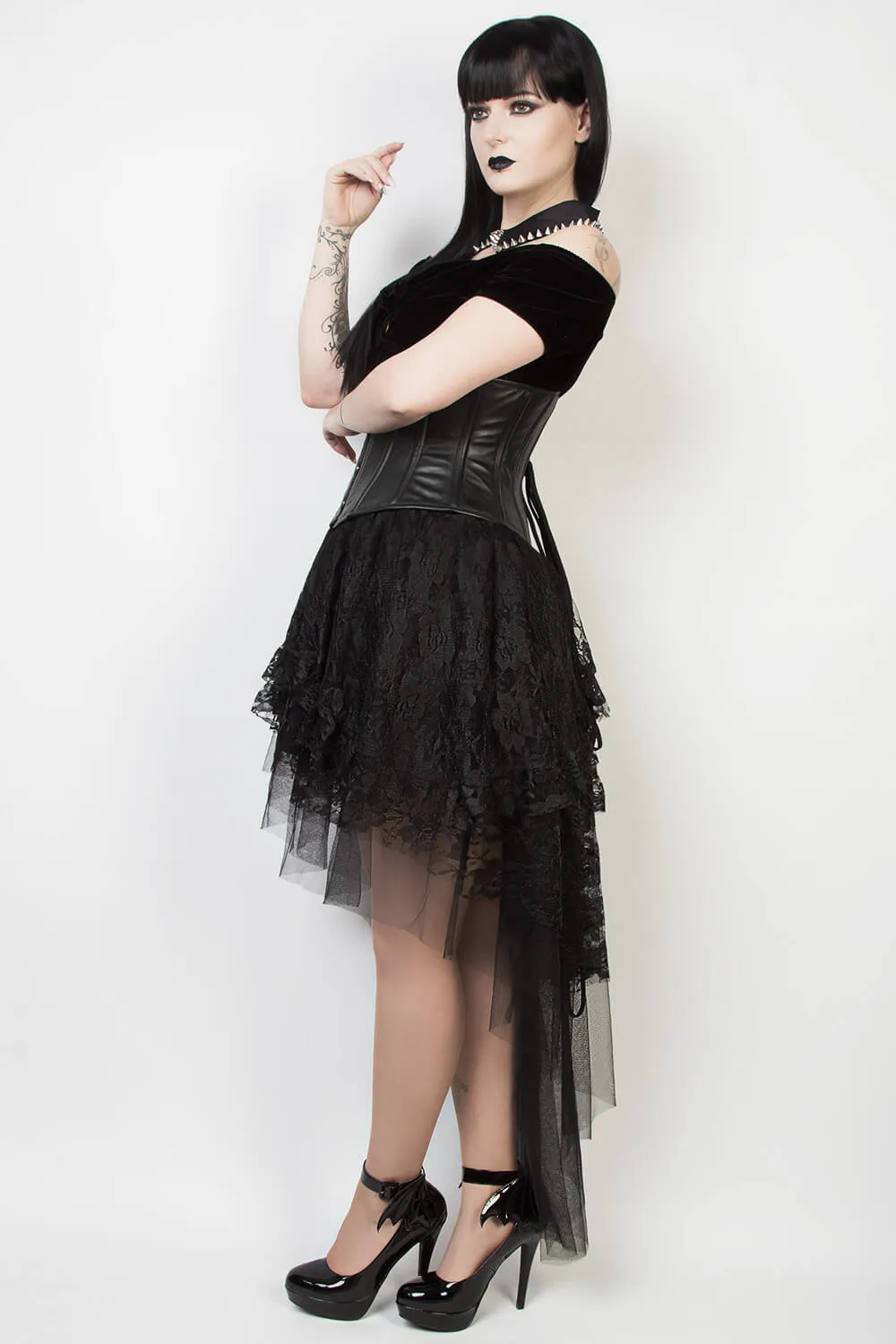 GX-339 - Black Lace Gothic Skirt
